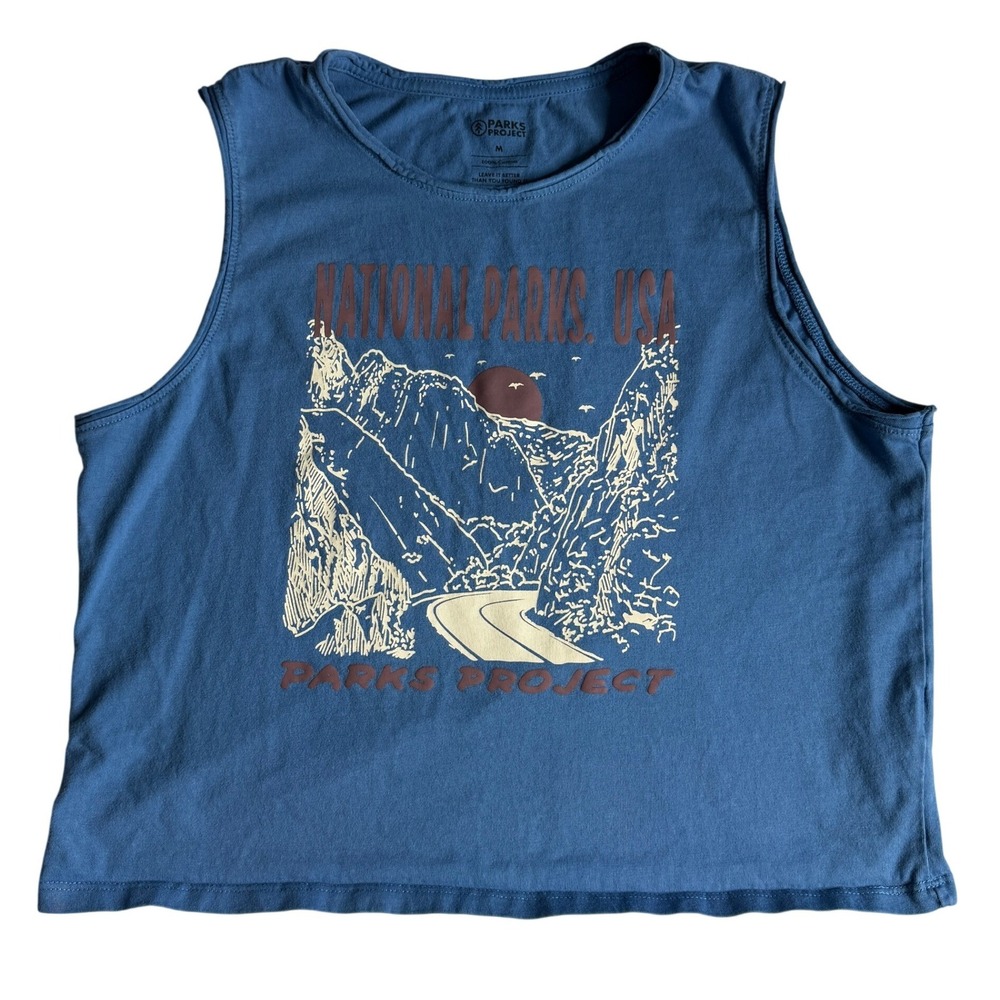 Parks Project National Parks USA Graphic Muscle Tank Top Blue Womens Medium